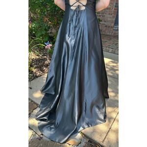 Windsor Womens Steel Gray Metalic Backless Evening Gown/Prom Dress - Sz 7/8